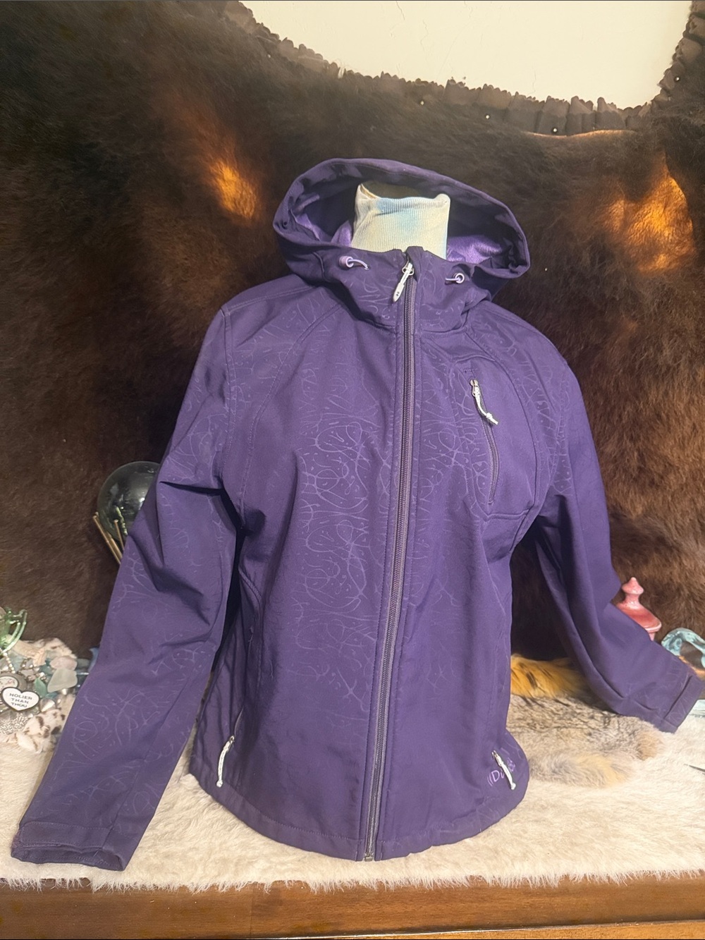 Women's Purple Hooded Softshell Jacket M (6018)
